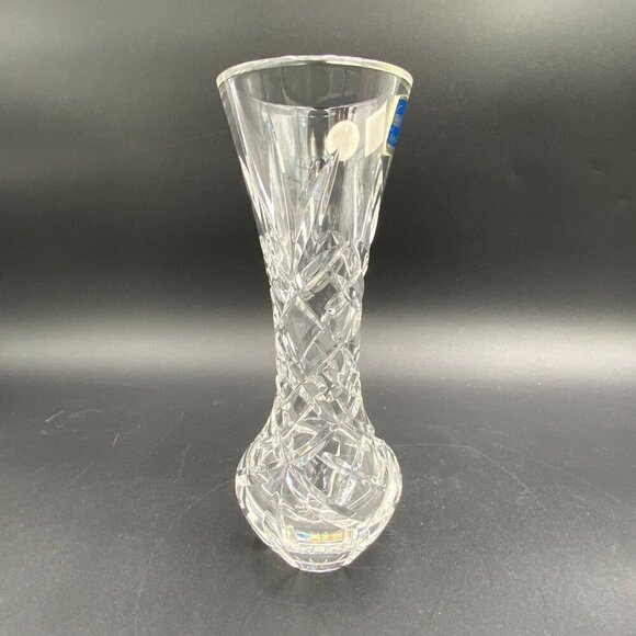 Vintage Bohemia Czech Republic Jihlava Lead Crystal Hand Cut Vase 8" Tall - Picture 5 of 8